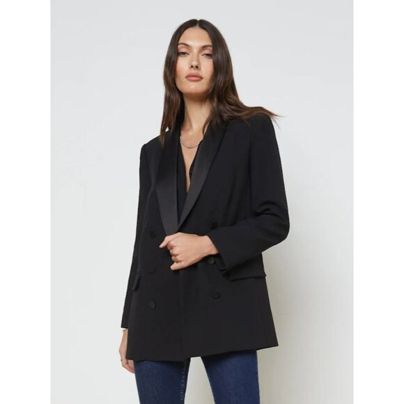 L'AGENCE Jackets & Blazers - L'Agence Jayda Relaxed Double-Breasted Blazer 16 NEW Black Elevated Jacket